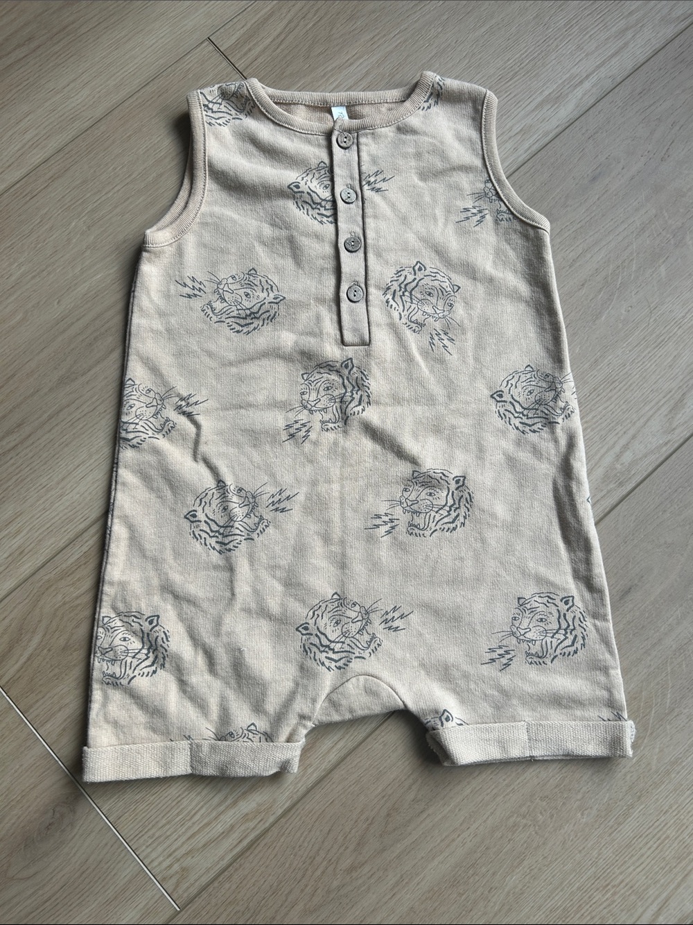 Rylee + Cru Beige Tiger Romper